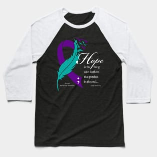 Suicide Hope Feather Ribbon, white type Baseball T-Shirt